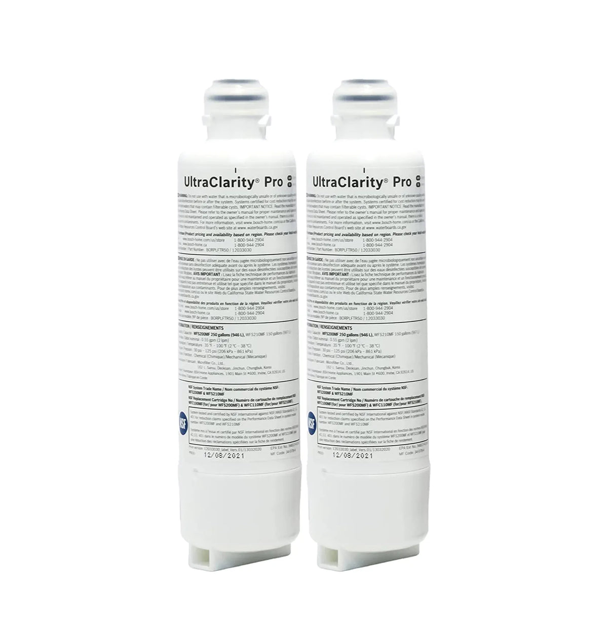 Replacement Refrigerator Water Filters for Bosch Ultra Clarity Pro BORPLFTR50, 2-Pack