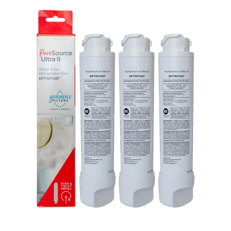 Replacement Refrigerator Water Filter for Frigidaire EPTWFU01 Pure Source Ultra II, 3 Pack
