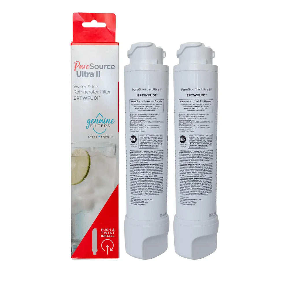 Replacement Refrigerator Water Filter for Frigidaire EPTWFU01 Pure Source Ultra II, 2 Pack